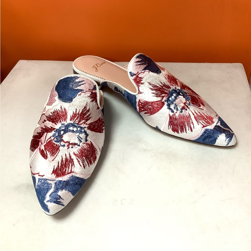 L. Crew Embroidered Mules